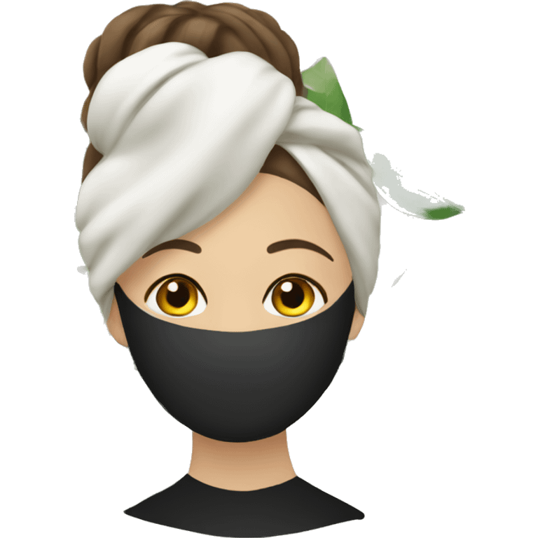 Lady with face mask spa beauty full face relaxing emoji