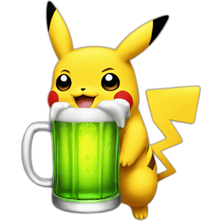 Pikachu drink beer emoji