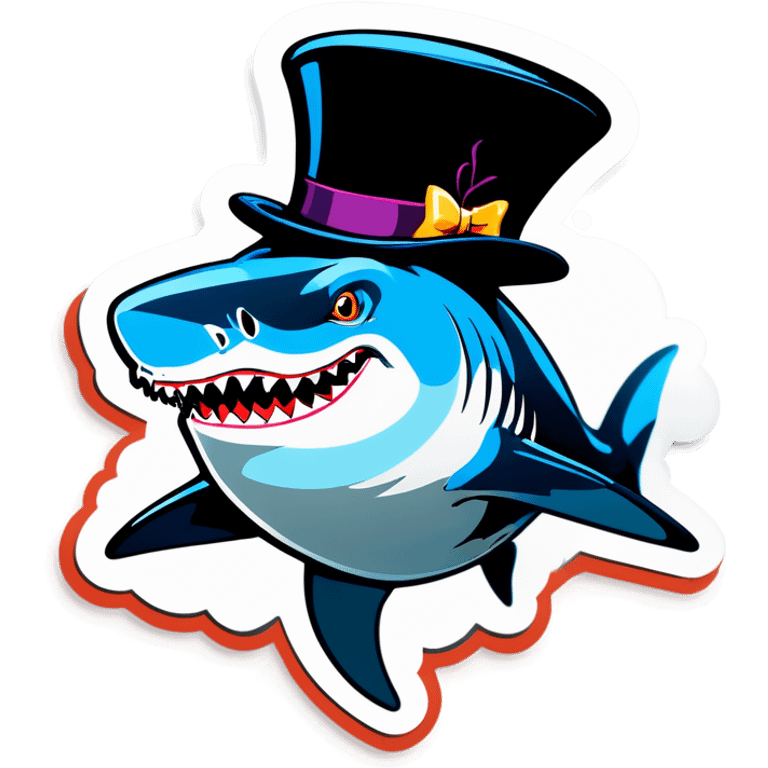 Shark with a top hat emoji