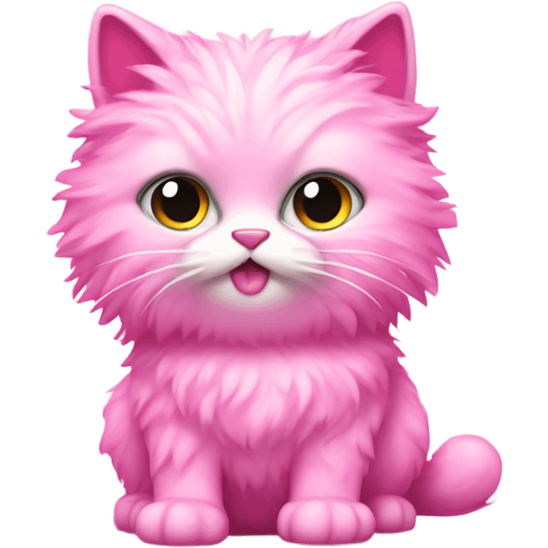 Pink full body female fluffy cat with glitter emoji