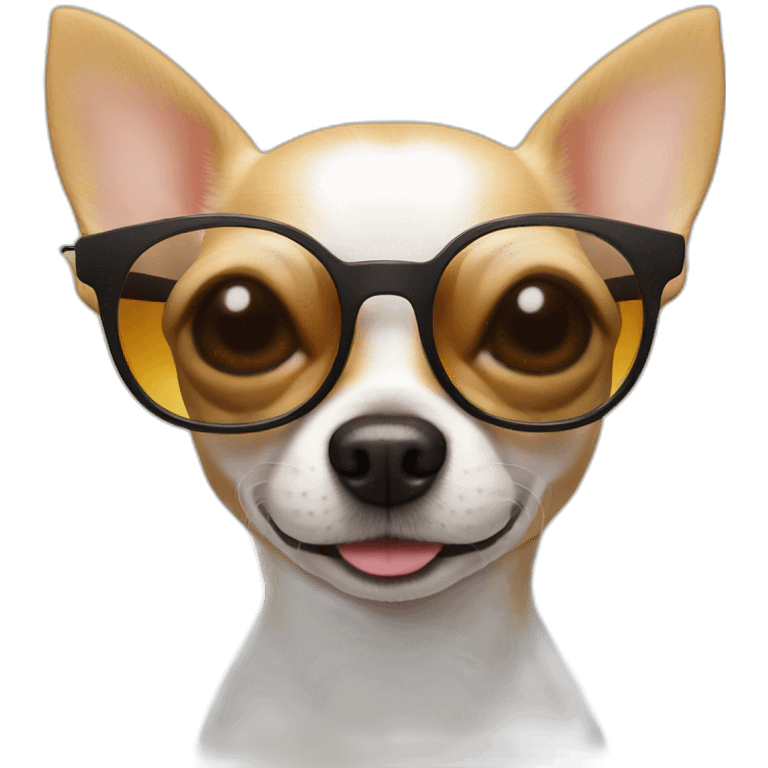 withe chihuahua with sunglasses taking a beer emoji