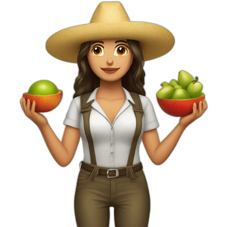 mexican farmers charlies angels with fruits in hands emoji