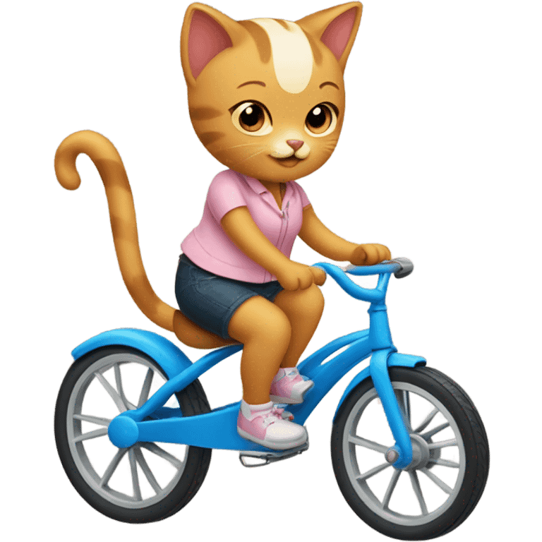 Cat with pigtails riding tricycle  emoji