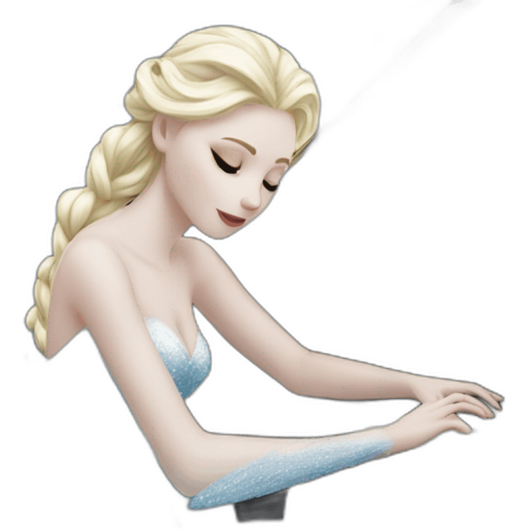 Blonde Snow Queen is playing on the white piano emoji