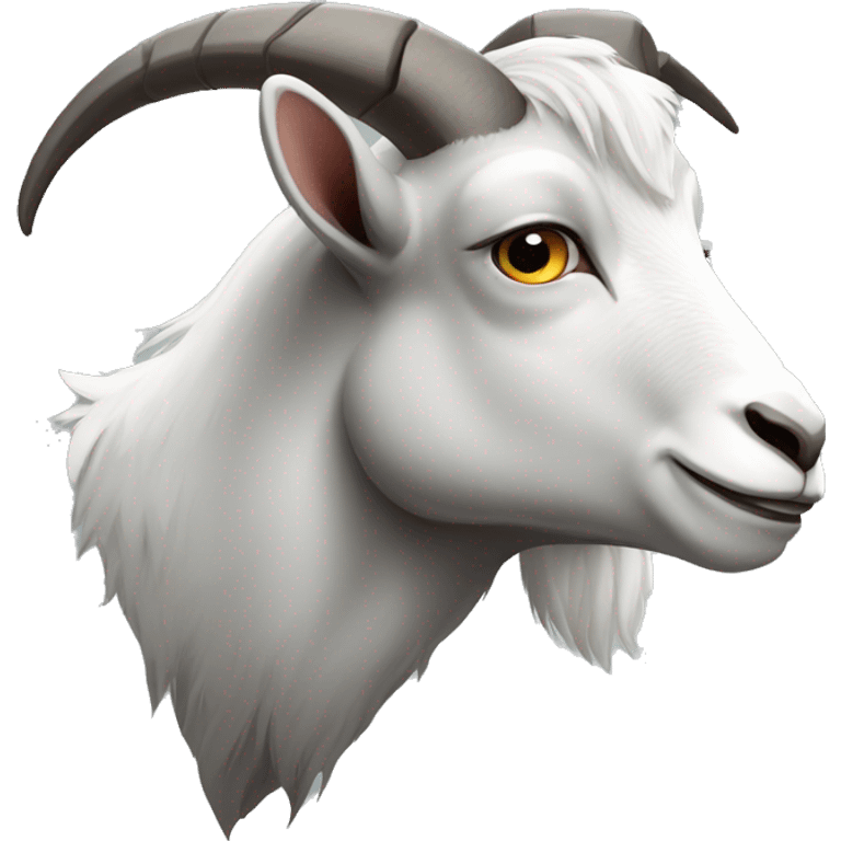 a diabolical grey and white goat emoji