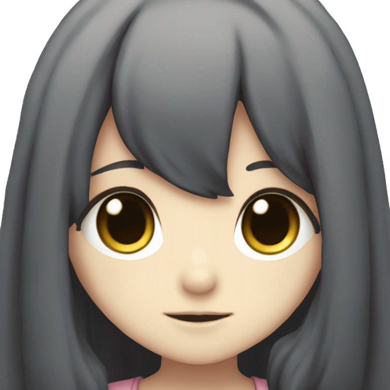 kawaii long dark hair anime girl  emoji