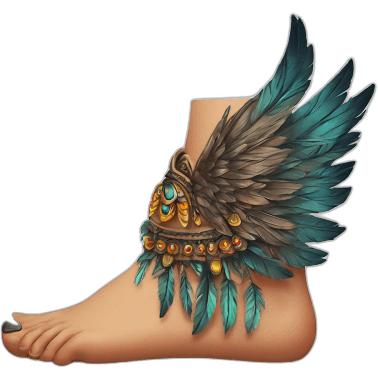 Indian tattoo foot with wings emoji