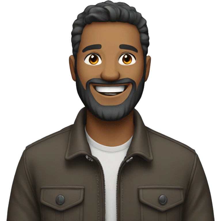 smiling bearded man in jacket emoji