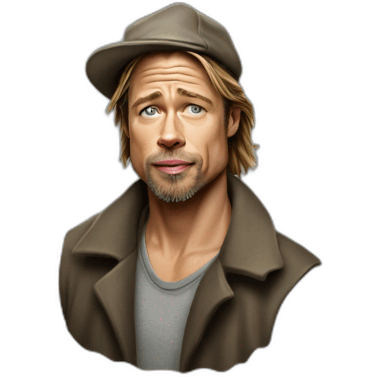 Brad pitt as a tramp in a street poor emoji