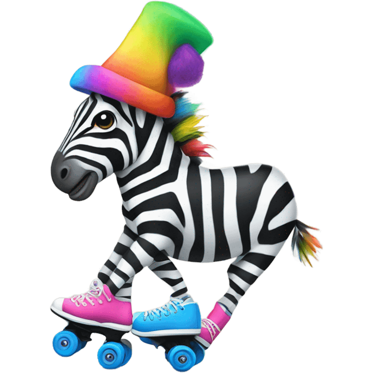 Zebra with a hat and rollerskates emoji