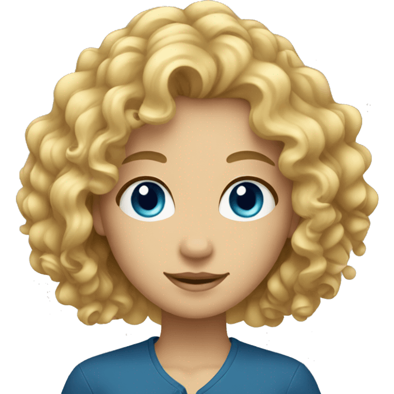 curly blond hair with blue eyes emoji