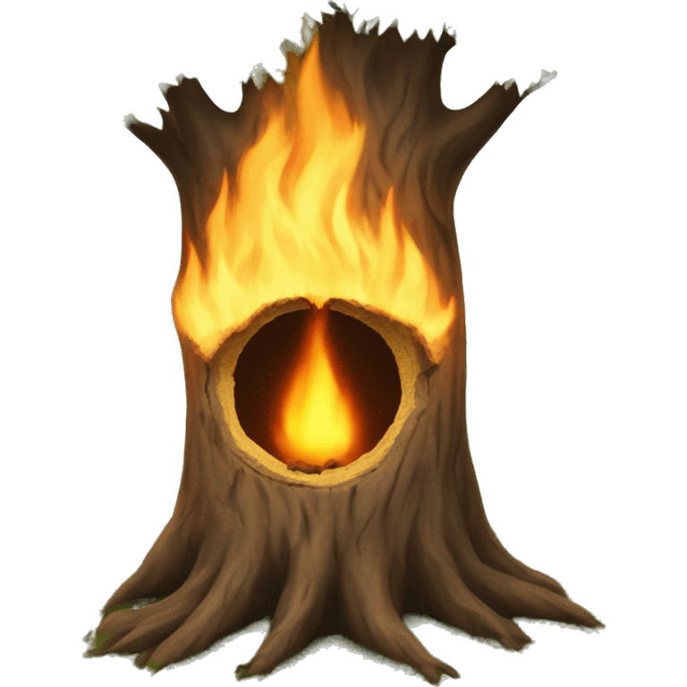 tree with burning hole through it emoji