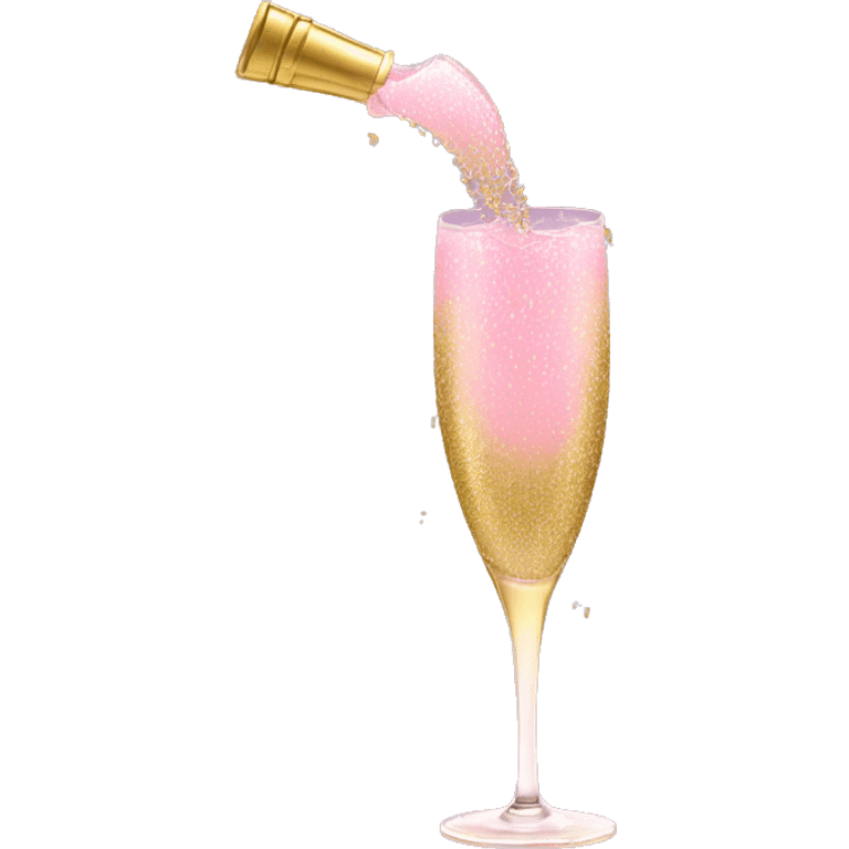 pink champagne pouring with gold flakes emoji