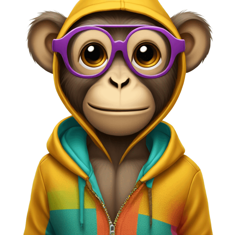 Monkey wearing hoodie and glasses  emoji