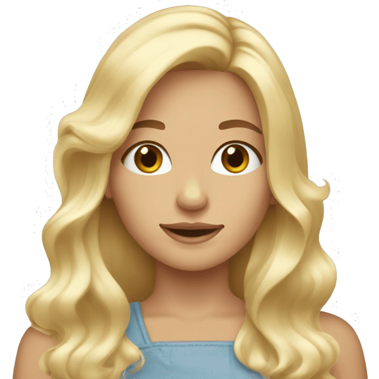 blonde girl with long hair applying cream on her face emoji