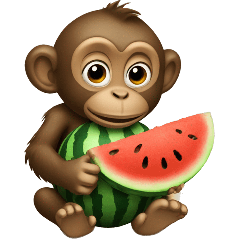 monkey eating watermelon and playing basketball emoji