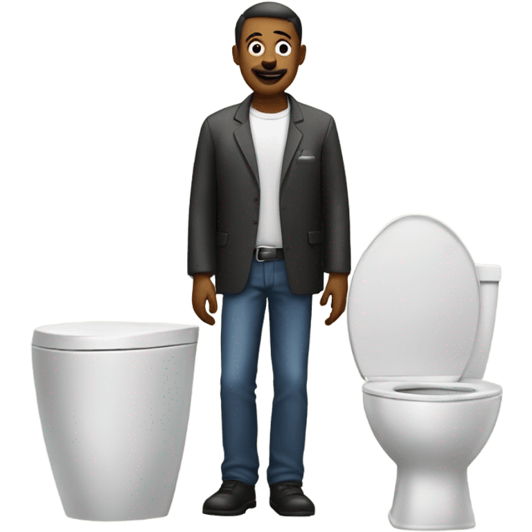 Man standing next to toilet smoking emoji