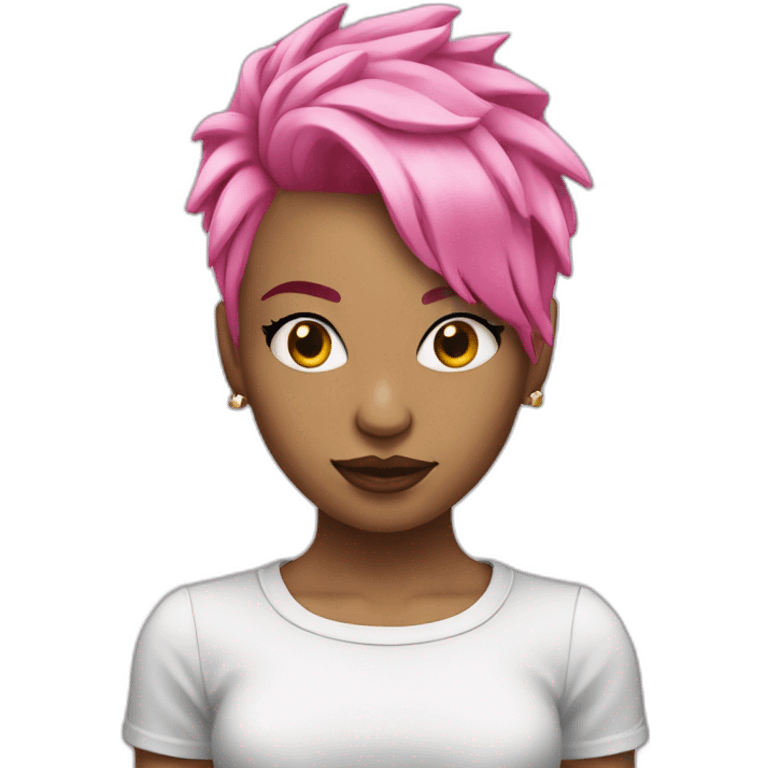 Woman short punk pink haire emoji