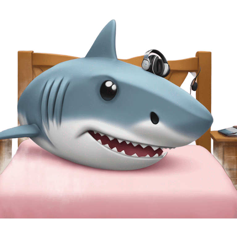 shark in bed with headphones emoji