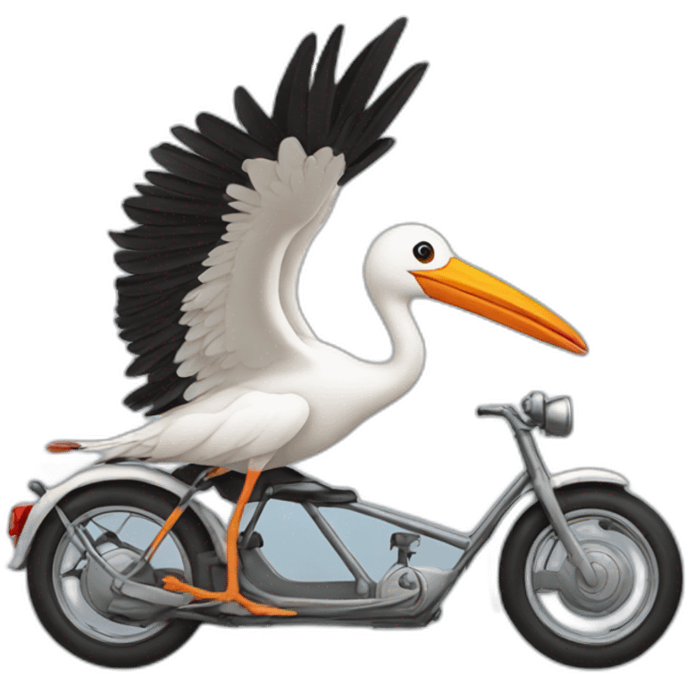 Stork driving emoji