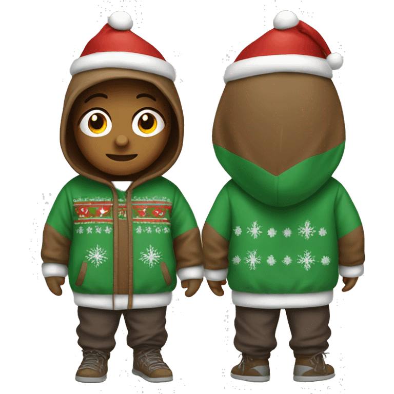 brown puddles wearing christmas hoodie emoji