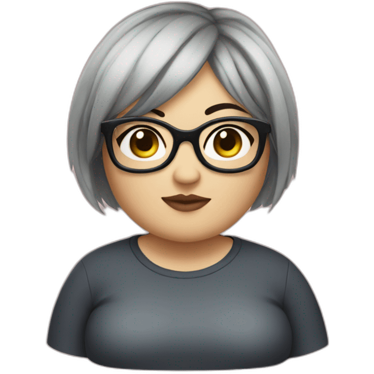 Chubby girl with short and black hair and optical glasses emoji