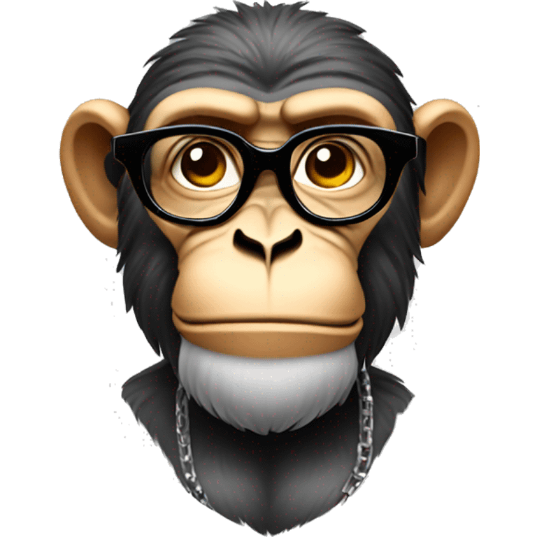 muscular monkey with glasses and camera around his neck emoji