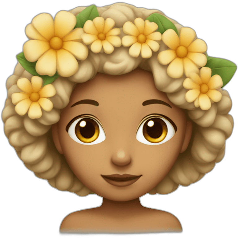 girl with flower head tan emoji