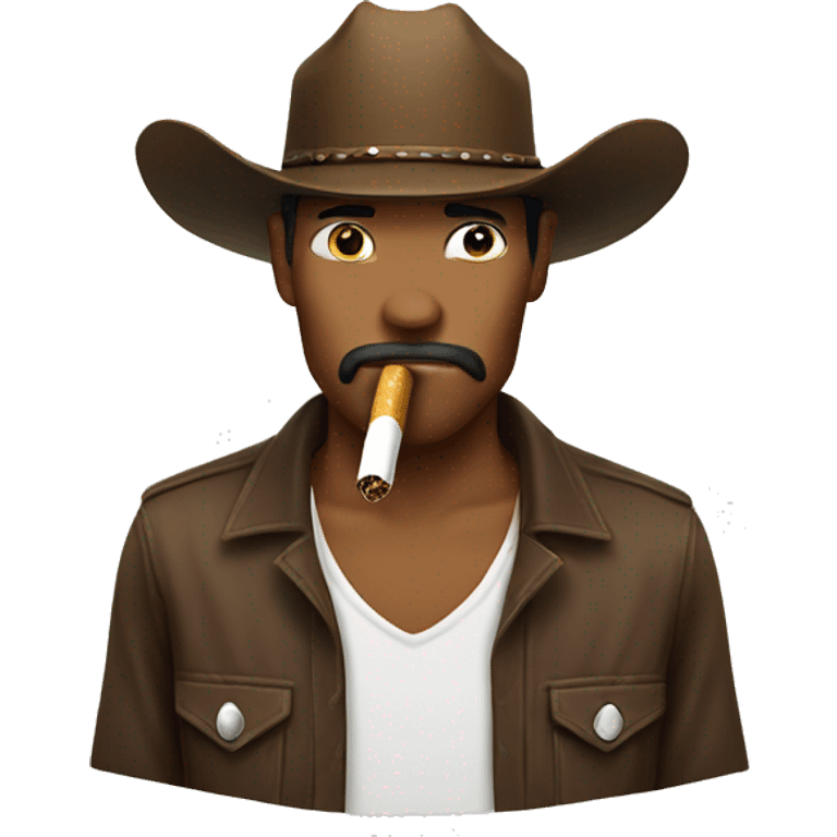 Cigarettes in mouth of cowboy emoji