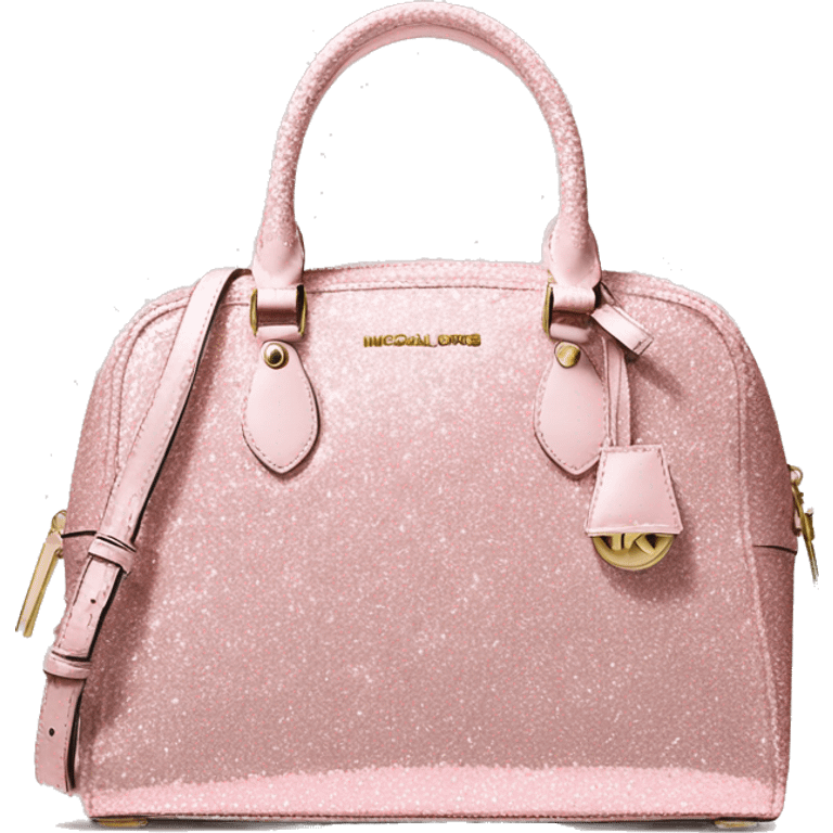 Realistic light pink glitter michael kors satchel purse. emoji