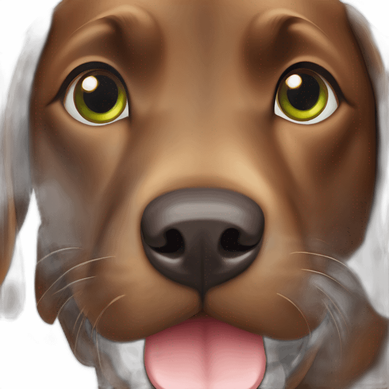 brown Labrador dog with green eyes happy smiling emoji