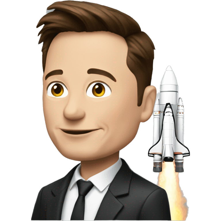 Elon Musk holding a ios rocket emoji emoji