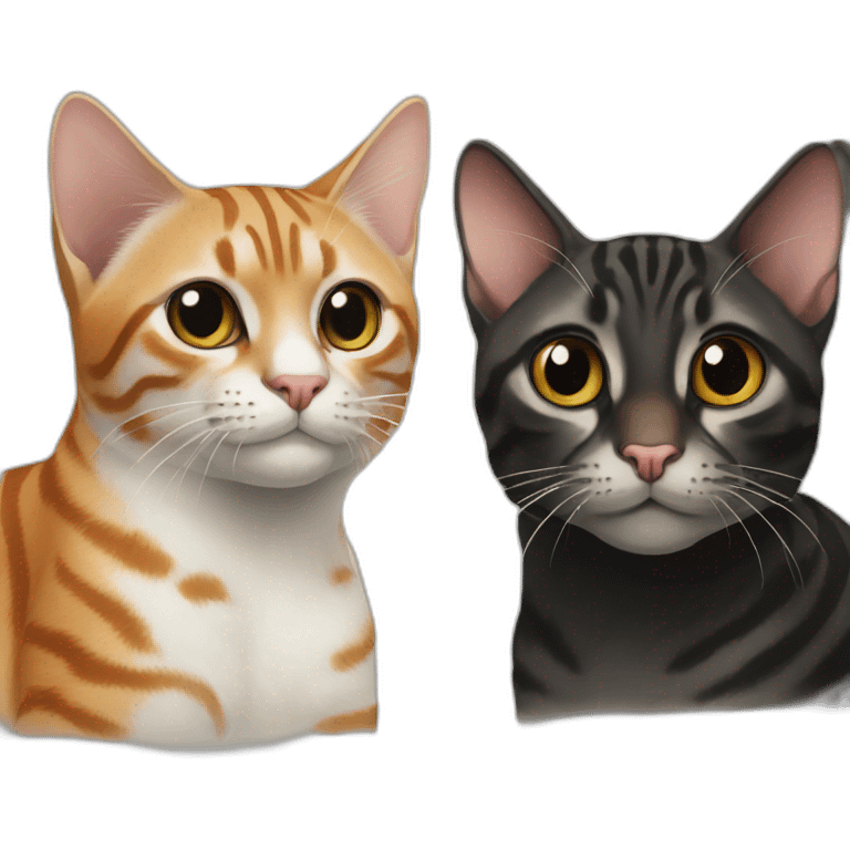 two-cats-bengal-and-small-cat-black-together emoji