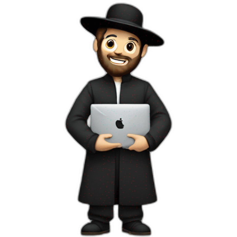 Hasidic Jew holding a MacBook Pro emoji