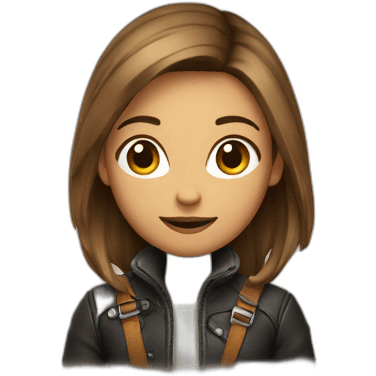 Fille avec manteaux en cuire emoji