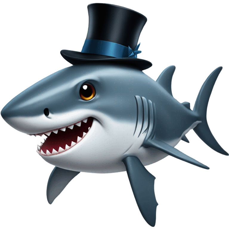 Shark with a top hat emoji