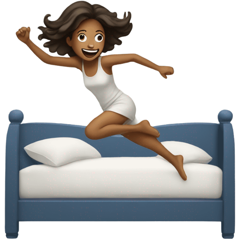 Woman jumping into bed emoji