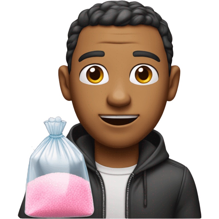 “The pink panther” movie character holding a clear zip lock bag with salt in it emoji