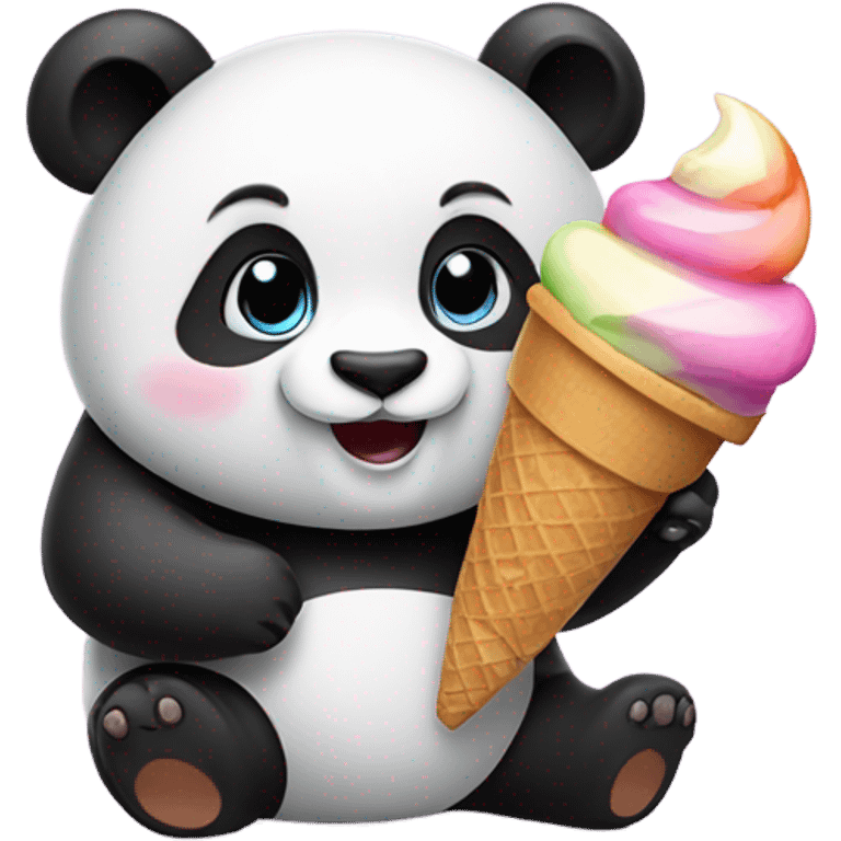 Panda eating ice cream emoji