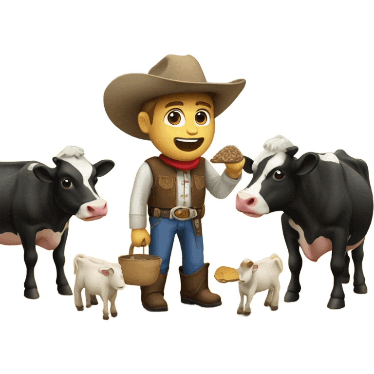 Cowboy feeding cows emoji