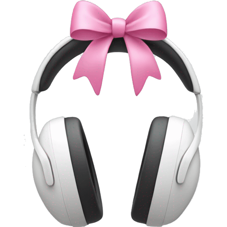 White Headphones with small pink bow emoji