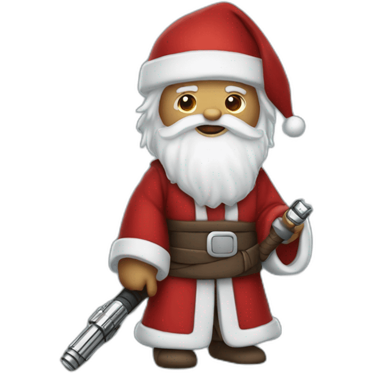 Jedi Santa Claus holding a lightsaber emoji