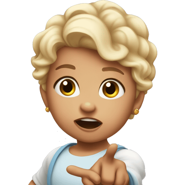 very super extra furious baby girl toddler pointing with hand at someone emoji