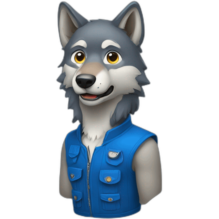 A Wolf with a blue vest emoji