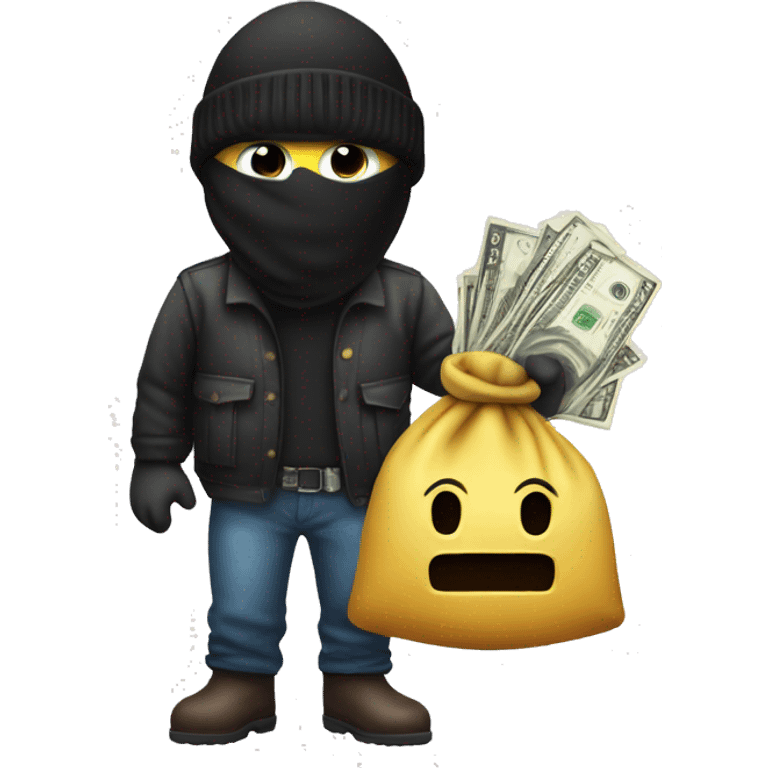 Robber emoji with beanie and bag of cash  emoji