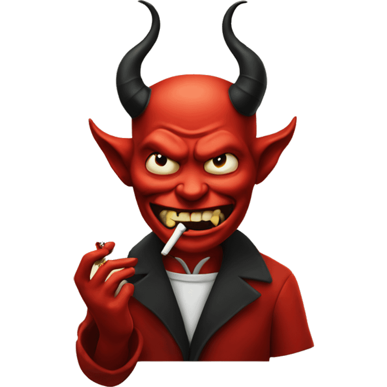 The devil smoking a cigarette emoji