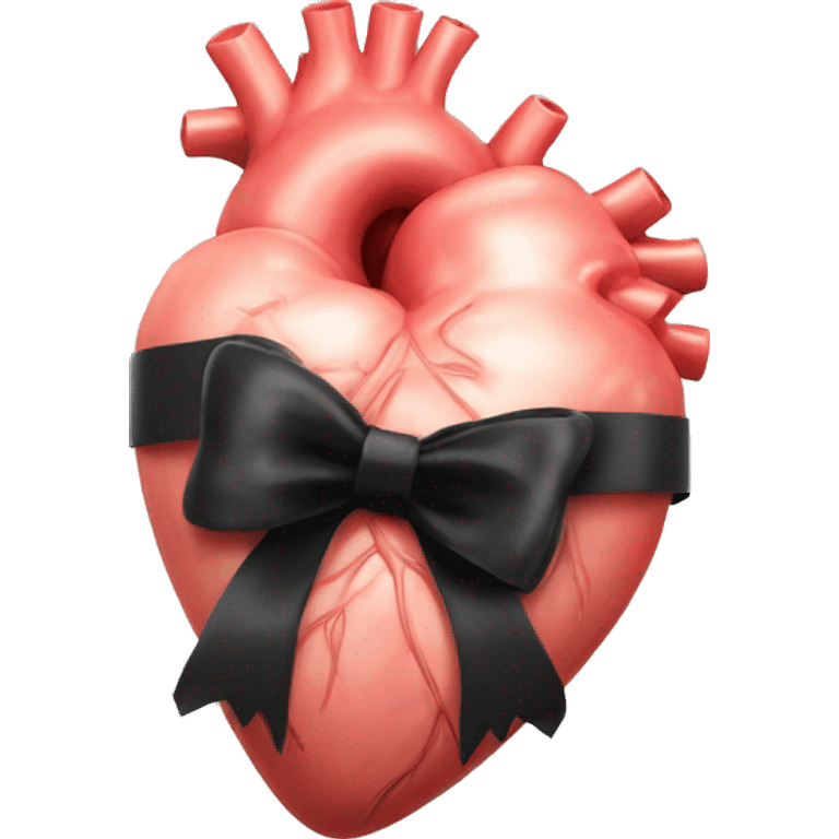 real human heart with black ribbon bow emoji