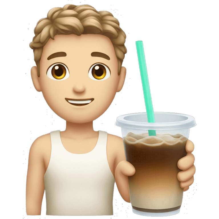 white boy with boba tea emoji