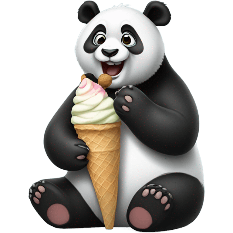 Panda eating ice cream emoji