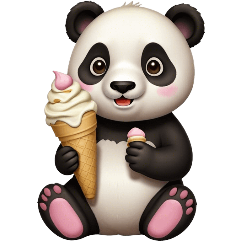 Panda eating ice cream emoji